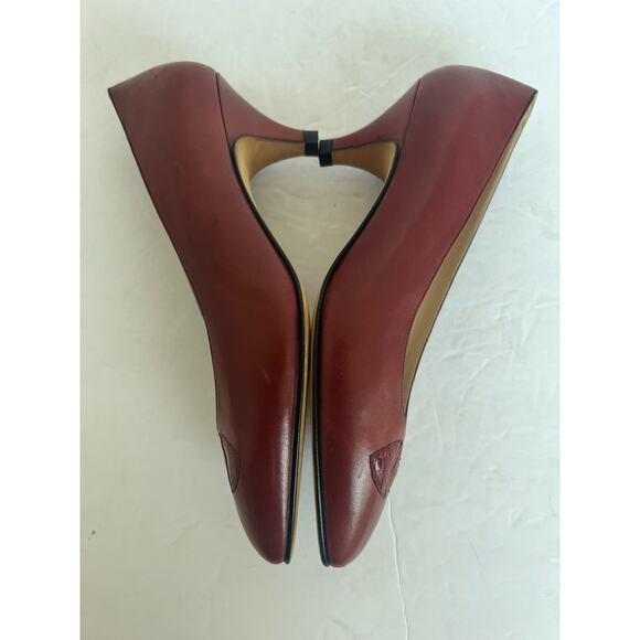NWOT GUCCI Authentic Red Burgundy Almond Toe Medium Heel Slip On Pumps 4C EU 34C - Picture 6 of 11